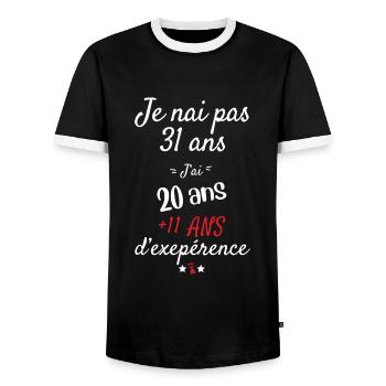 Je n'ai pas 31 ans cadeau d anniversaire - T-shirt contrasté Homme - noir/blanc - Devant - AI Model Female 172 light (172cm) & AI Model Male 178 light (178cm)
