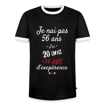 I Don't Have 56 Birthday Present - Men's Ringer Shirt - black/white - Front - AI Model Female 172 light (172cm) & AI Model Male 178 light (178cm)