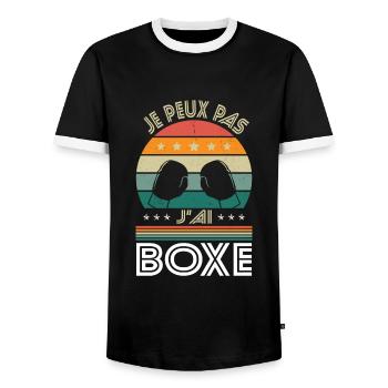 I Can't I Boxing - Boxer Geschenkidee - Männer Kontrast-T-Shirt - Schwarz/Weiß - Vorne - AI Model Female 172 light (172cm) & AI Model Male 178 light (178cm)
