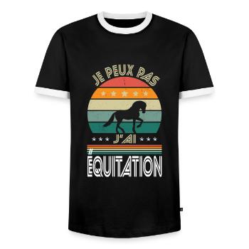 Ich kann nicht reiten - Reiter Geschenkidee - Männer Kontrast-T-Shirt - Schwarz/Weiß - Vorne - AI Model Female 172 light (172cm) & AI Model Male 178 light (178cm)