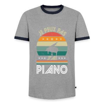 I Can't I Have Piano - Pianist Geschenkidee - Männer Kontrast-T-Shirt - Grau/Navy  - Vorne - AI Model Female 172 light (172cm) & AI Model Male 178 light (178cm)