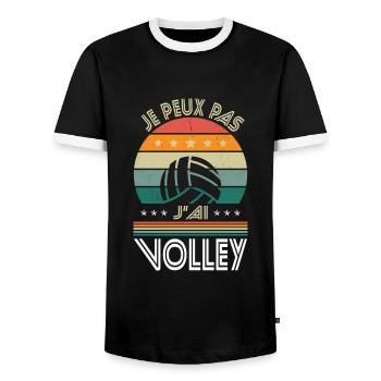 I Can't I Have Volleyball - Volleyball Gift Idea - Men's Ringer Shirt - black/white - Front - AI Model Female 172 light (172cm) & AI Model Male 178 light (178cm)