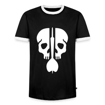 Geteilter Schädel und Dartpfeil - Männer Kontrast-T-Shirt - Schwarz/Weiß - Vorne - AI Model Female 172 light (172cm) & AI Model Male 178 light (178cm)