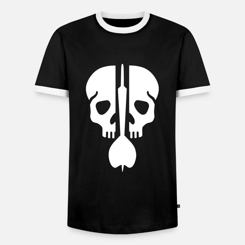 Geteilter Schädel und Dartpfeil - Männer Kontrast-T-Shirt - Schwarz/Weiß
