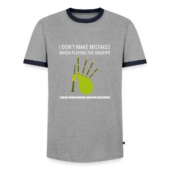 Scotland Bagpipe Bagpipe Musicien - T-shirt contrasté Homme - gris/marine  - Devant - AI Model Female 172 light (172cm) & AI Model Male 178 light (178cm)