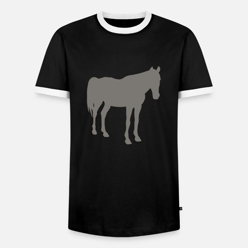 Pferd - Männer Kontrast-T-Shirt - Schwarz/Weiß