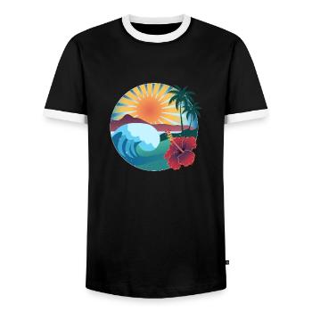 Vibes of Hawaii - Männer Kontrast-T-Shirt - Schwarz/Weiß - Vorne - AI Model Female 172 light (172cm) & AI Model Male 178 light (178cm)