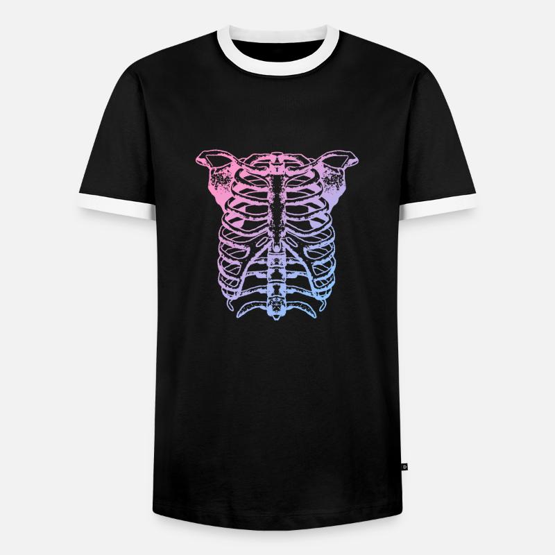 Skelett - Männer Kontrast-T-Shirt - Schwarz/Weiß