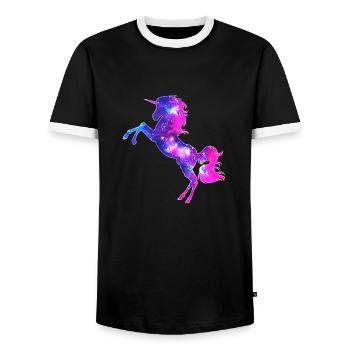 Galaxy Einhorn unicorn space Pferd fantasy Mädchen - Männer Kontrast-T-Shirt - Schwarz/Weiß - Vorne - AI Model Female 172 light (172cm) & AI Model Male 178 light (178cm)