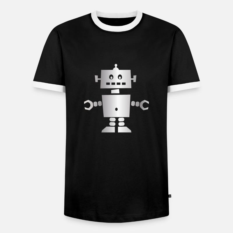 robot - Men's Ringer Shirt - black/white