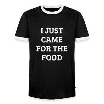 Funny "I Just Kame For The Food Party" - Men's Ringer Shirt - black/white - Front - AI Model Female 172 light (172cm) & AI Model Male 178 light (178cm)