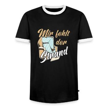 Mir fehlt der Strand Urlaub Meer Sonne Camping - Männer Kontrast-T-Shirt - Schwarz/Weiß - Vorne - AI Model Female 172 light (172cm) & AI Model Male 178 light (178cm)