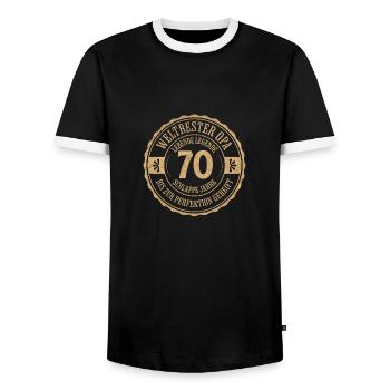 Meilleur cadeau de grand-père du grand-père du 70e anniversaire du monde - T-shirt contrasté Homme - noir/blanc - Devant - AI Model Female 172 light (172cm) & AI Model Male 178 light (178cm)