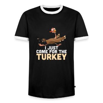 I Just Came For The - Men's Ringer Shirt - black/white - Front - AI Model Female 172 light (172cm) & AI Model Male 178 light (178cm)
