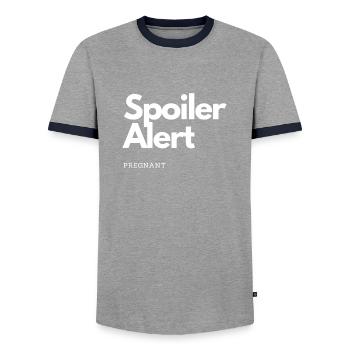 Spoiler Alert Conception enceinte - T-shirt contrasté Homme - gris/marine  - Devant - AI Model Female 172 light (172cm) & AI Model Male 178 light (178cm)