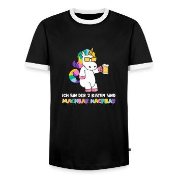 2 Kisten sind machbar Einhorn Bier Saufen - Männer Kontrast-T-Shirt - Schwarz/Weiß - Vorne - AI Model Female 172 light (172cm) & AI Model Male 178 light (178cm)