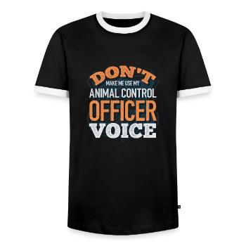 Dont Make Me Use My Animal Control Officer Voice - Men's Ringer Shirt - black/white - Front - AI Model Female 172 light (172cm) & AI Model Male 178 light (178cm)