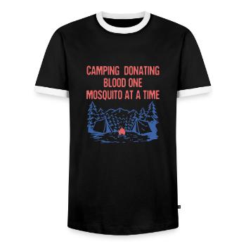Don de sang un moustique Camping Camping drôle - T-shirt contrasté Homme - noir/blanc - Devant - AI Model Female 172 light (172cm) & AI Model Male 178 light (178cm)