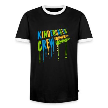 Friends Kindergarten Crew Crayons - Men's Ringer Shirt - black/white - Front - AI Model Female 172 light (172cm) & AI Model Male 178 light (178cm)