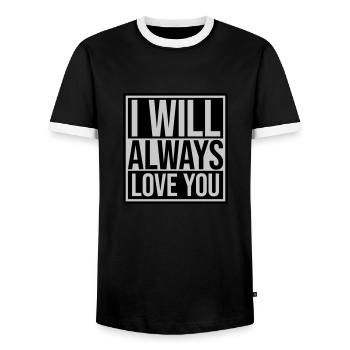 I will always love - Men's Ringer Shirt - black/white - Front - AI Model Female 172 light (172cm) & AI Model Male 178 light (178cm)