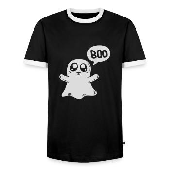 Angst einjagen Boo Geist - Männer Kontrast-T-Shirt - Schwarz/Weiß - Vorne - AI Model Female 172 light (172cm) & AI Model Male 178 light (178cm)