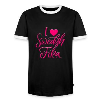 Suède Suède Viking Norden Scandinavie fika - T-shirt contrasté Homme - noir/blanc - Devant - AI Model Female 172 light (172cm) & AI Model Male 178 light (178cm)