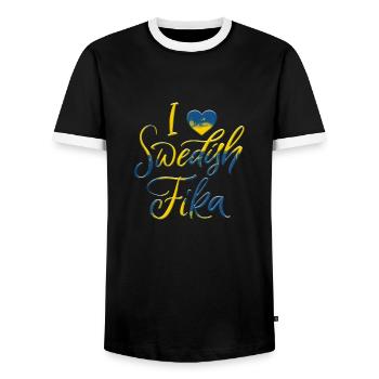 Suède Suède Viking Norden Scandinavie fika - T-shirt contrasté Homme - noir/blanc - Devant - AI Model Female 172 light (172cm) & AI Model Male 178 light (178cm)