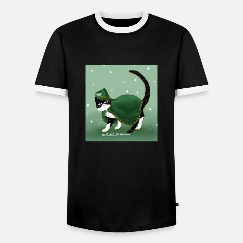 Cat Wizard - Men's Ringer Shirt - black/white