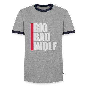 big bad wolf quote - Men's Ringer Shirt - grey/navy  - Front - AI Model Female 172 light (172cm) & AI Model Male 178 light (178cm)