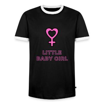 Annonce de bébé - Filles - Grossesse - T-shirt contrasté Homme - noir/blanc - Devant - AI Model Female 172 light (172cm) & AI Model Male 178 light (178cm)