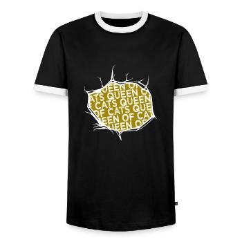 present idea cat lover cat face tshirts - Men's Ringer Shirt - black/white - Front - AI Model Female 172 light (172cm) & AI Model Male 178 light (178cm)