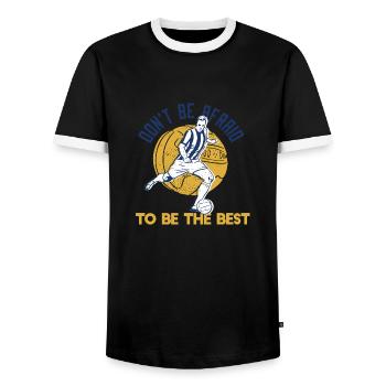 Don't Be Afraid To Be The Best Cool Football - Men's Ringer Shirt - black/white - Front - AI Model Female 172 light (172cm) & AI Model Male 178 light (178cm)