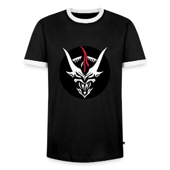 Monstre démoniaque (3ème corne personnalisable) - T-shirt contrasté Homme - noir/blanc - Devant - AI Model Female 172 light (172cm) & AI Model Male 178 light (178cm)