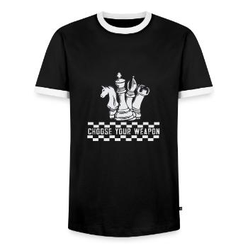 Lusitger Schachspieler Spruch I Schach - Männer Kontrast-T-Shirt - Schwarz/Weiß - Vorne - AI Model Female 172 light (172cm) & AI Model Male 178 light (178cm)