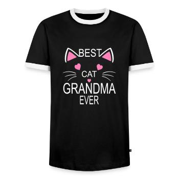 Best Cat Grandma Ever Cute Mother s Day - Men's Ringer Shirt - black/white - Front - AI Model Female 172 light (172cm) & AI Model Male 178 light (178cm)