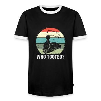 Vintage Train T-Shirt für Eisenbahnliebhaber - Männer Kontrast-T-Shirt - Schwarz/Weiß - Vorne - AI Model Female 172 light (172cm) & AI Model Male 178 light (178cm)