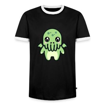 Cute Cthulhu - Men's Ringer Shirt - black/white - Front - AI Model Female 172 light (172cm) & AI Model Male 178 light (178cm)