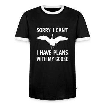 Lustige Gänse Gans Goose Vintage Silly Goose - Männer Kontrast-T-Shirt - Schwarz/Weiß - Vorne - AI Model Female 172 light (172cm) & AI Model Male 178 light (178cm)