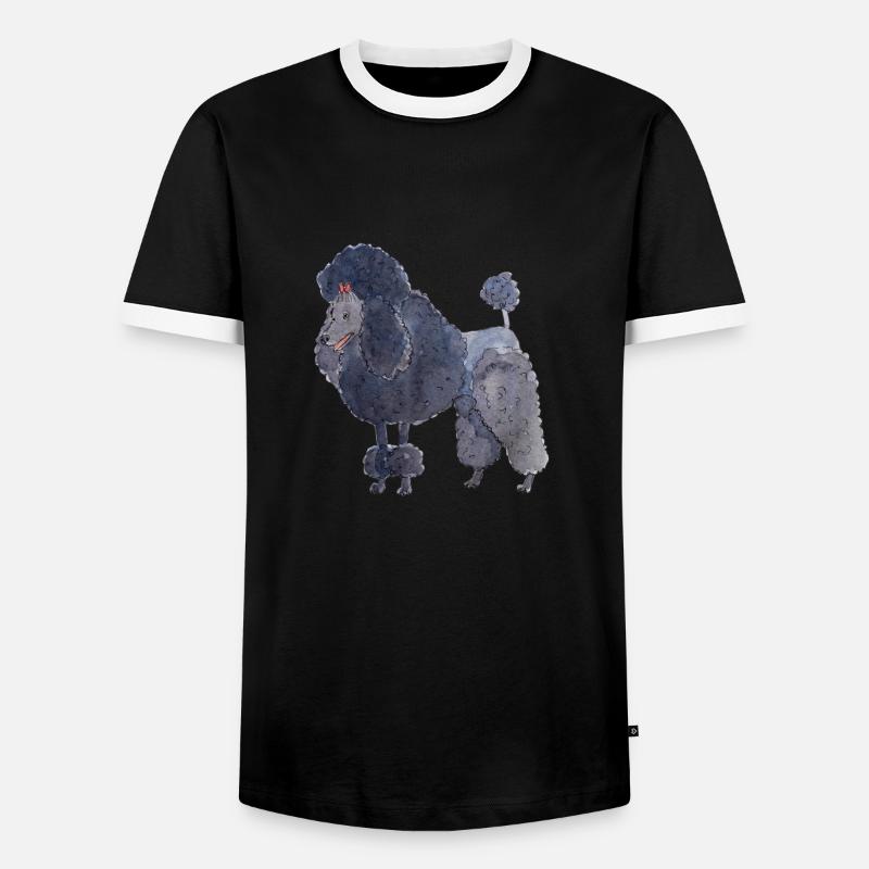 Poodle between - fun - Men's Ringer Shirt - black/white