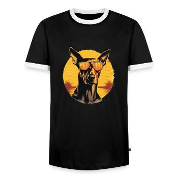 Dobermann 2 - Männer Kontrast-T-Shirt - Schwarz/Weiß - Vorne - AI Model Female 172 light (172cm) & AI Model Male 178 light (178cm)