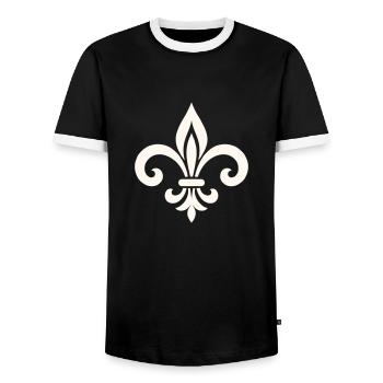 fleur de lys - T-shirt contrasté Homme - noir/blanc - Devant - AI Model Female 172 light (172cm) & AI Model Male 178 light (178cm)