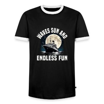 Waves Sun And Endless Fun Cruise Ship Vacation - Männer Kontrast-T-Shirt - Schwarz/Weiß - Vorne - AI Model Female 172 light (172cm) & AI Model Male 178 light (178cm)