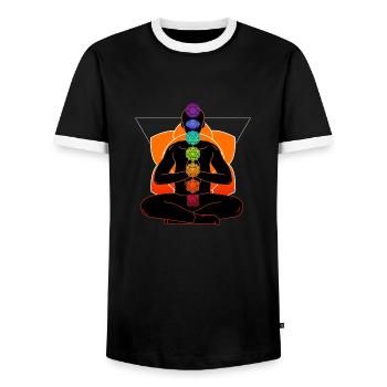 Chakras de la méditation - T-shirt contrasté Homme - noir/blanc - Devant - AI Model Female 172 light (172cm) & AI Model Male 178 light (178cm)
