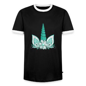 Einhorn süße Regenbogen lustige Einhörner magische Fantasie - Männer Kontrast-T-Shirt - Schwarz/Weiß - Vorne - AI Model Female 172 light (172cm) & AI Model Male 178 light (178cm)