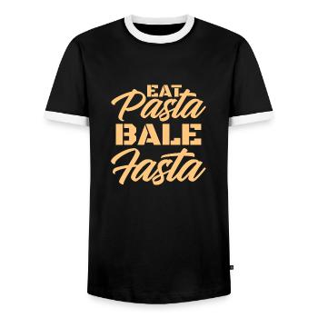 eat pasta bale pasta Design for a fan of pasta - Männer Kontrast-T-Shirt - Schwarz/Weiß - Vorne - AI Model Female 172 light (172cm) & AI Model Male 178 light (178cm)