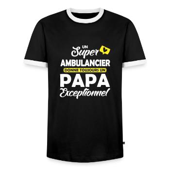 ambulancier et papa / papa exceptionnel - T-shirt contrasté Homme - noir/blanc - Devant - AI Model Female 172 light (172cm) & AI Model Male 178 light (178cm)