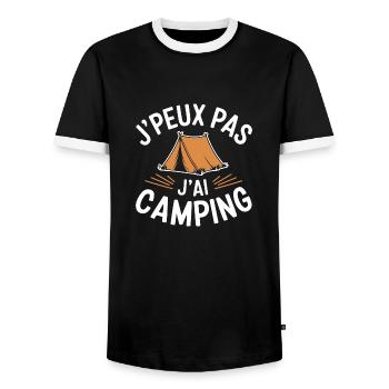 J'peux pas, j'ai camping - T-shirt contrasté Homme - noir/blanc - Devant - AI Model Female 172 light (172cm) & AI Model Male 178 light (178cm)