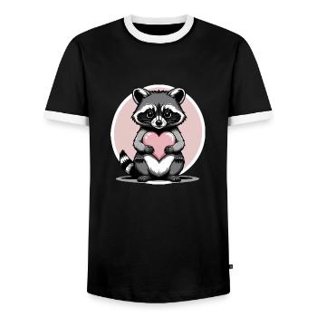 Coeur de raton laveur Coeur mignon Cadeau pour les femmes - T-shirt contrasté Homme - noir/blanc - Devant - AI Model Female 172 light (172cm) & AI Model Male 178 light (178cm)