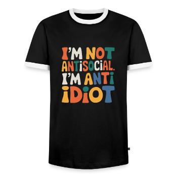 Sarcastique introverti - T-shirt contrasté Homme - noir/blanc - Devant - AI Model Female 172 light (172cm) & AI Model Male 178 light (178cm)