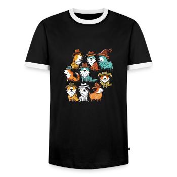 Hütehunde mit Stil und Hut - Männer Kontrast-T-Shirt - Schwarz/Weiß - Vorne - AI Model Female 172 light (172cm) & AI Model Male 178 light (178cm)